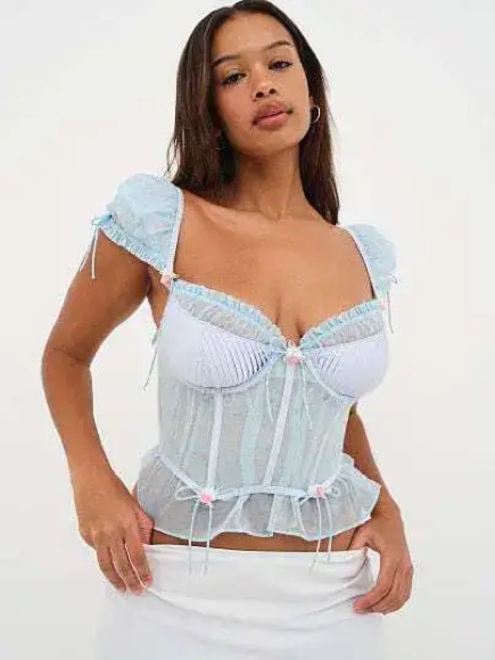 For Love & Lemons Pale Blue Lace Bustier for DD